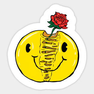 Melted Smiley Emoji Rose Sticker